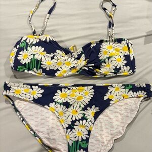 Beautiful Vintage Lilly Pulitzer Navy and Yellow Floral Bikini in excellent co